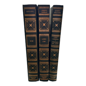 Set of 3 1960's Green Faux Leather Classic Books
