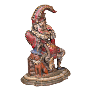 Antique Mr Punch Doorstop, English, Painted Figure, Door Keeper, Victorian, 1880