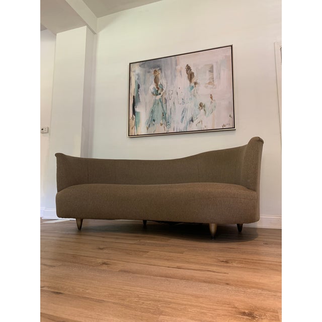 Textile Vintage Mid Century Boomerang Kidney Shape Sofa For Sale - Image 7 of 13