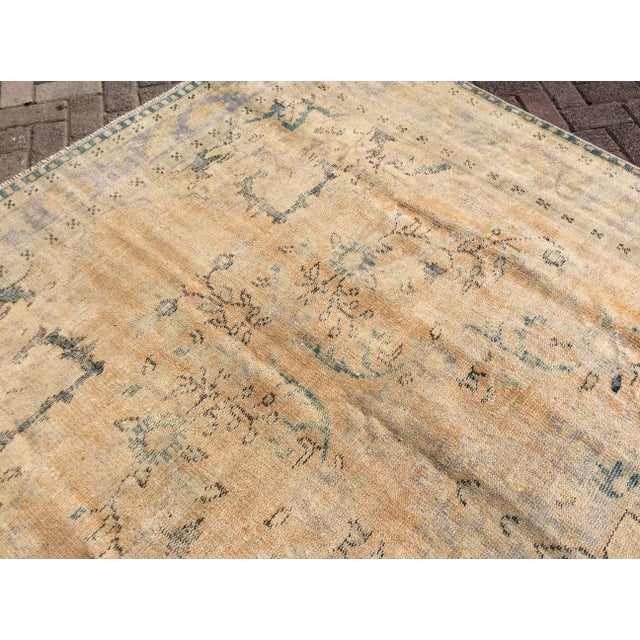 Beige Distressed Turkish Area Rug - 84" X 143" For Sale - Image 8 of 13