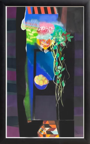 Walter Bachinski Still Life, large Vertical Drawing by Walter Bachinksi 1998