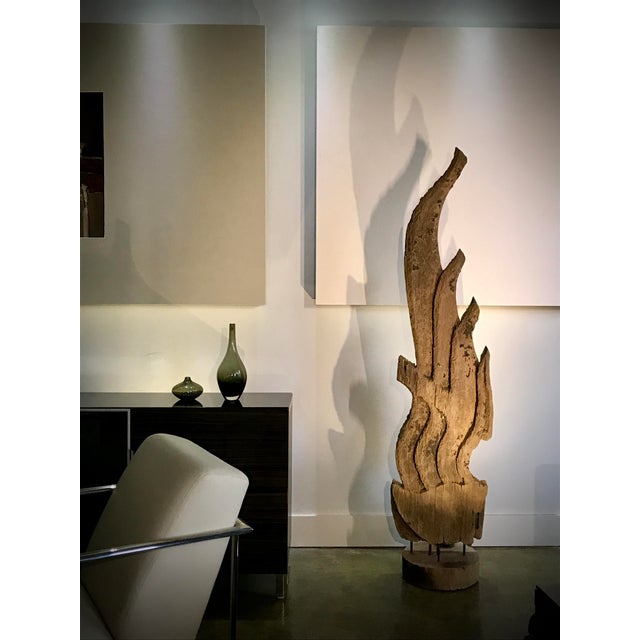 70" Large Mid 20th Century Thai Carved Teak Sculpture - Eternal Flame For Sale In Atlanta - Image 6 of 10