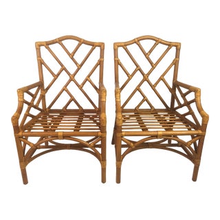 1980s Chinoiserie Rattan Chairs - a Pair For Sale