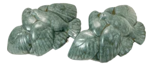 Art Deco Pigeon Birds Wall Sconces in Green Ceramic, France, 1930s, Set of 2