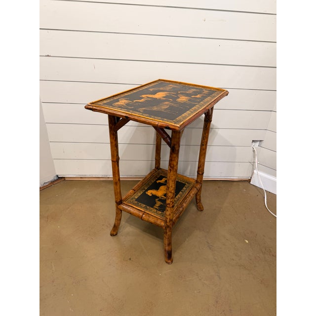 Black 19th Century English Decoupage Side Table For Sale - Image 8 of 9