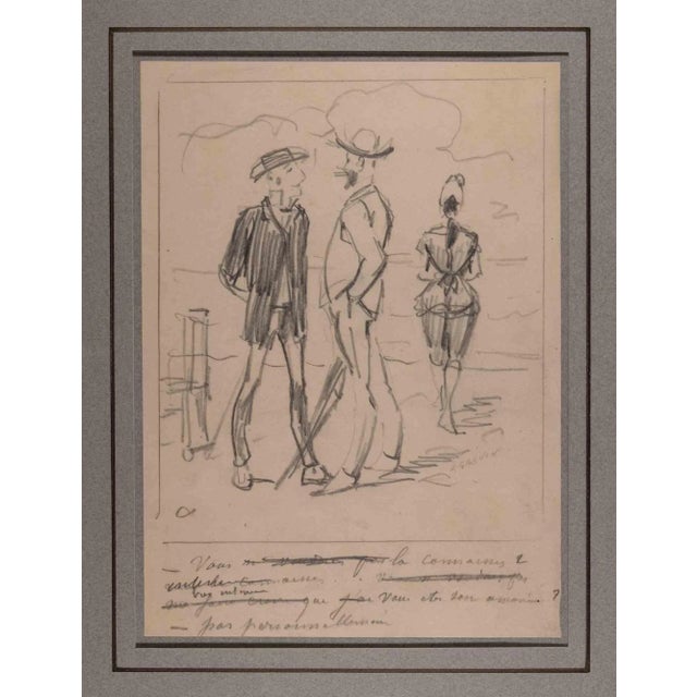 Alfred Grevin, The Swimmers on the Beach, Original Drawing, Late 19th-Century For Sale - Image 3 of 3