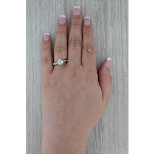 2010s Veraggio 1.47ctw Diamond Halo Engagement Ring W/ Box Gia 18k White Gold Filigree, Size 7.5 For Sale - Image 5 of 8