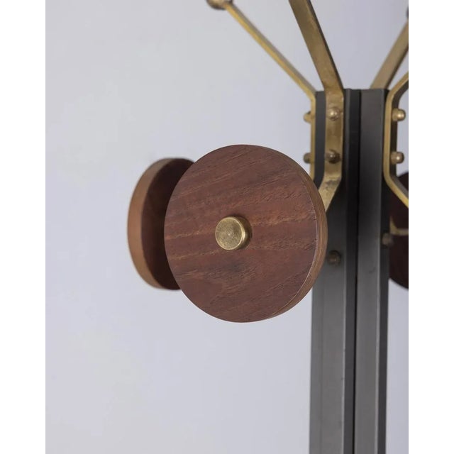 Italian Floor Coat Rack in Black Metal and Wood, 1960s For Sale - Image 4 of 7