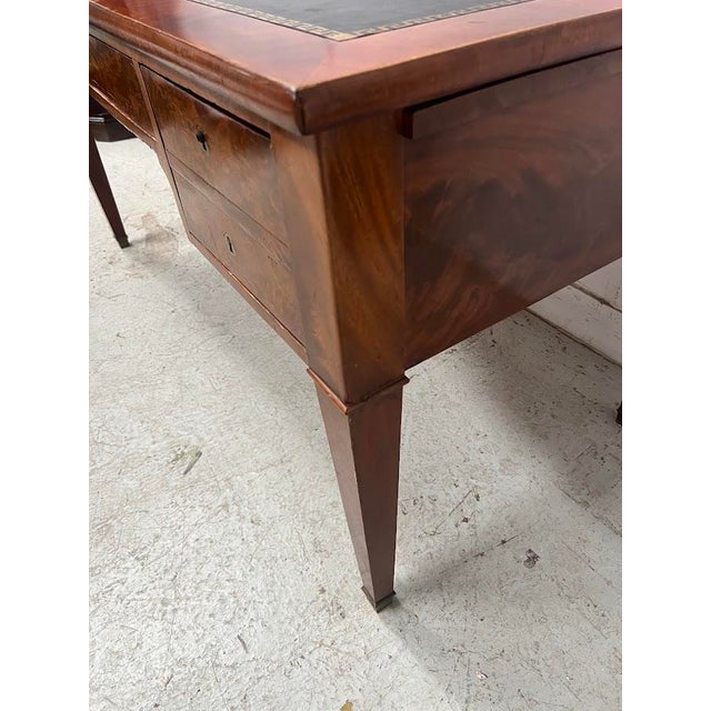 Louis XVI Style Flat Desk in Mahogany and Veneer, 19th Century For Sale - Image 9 of 15