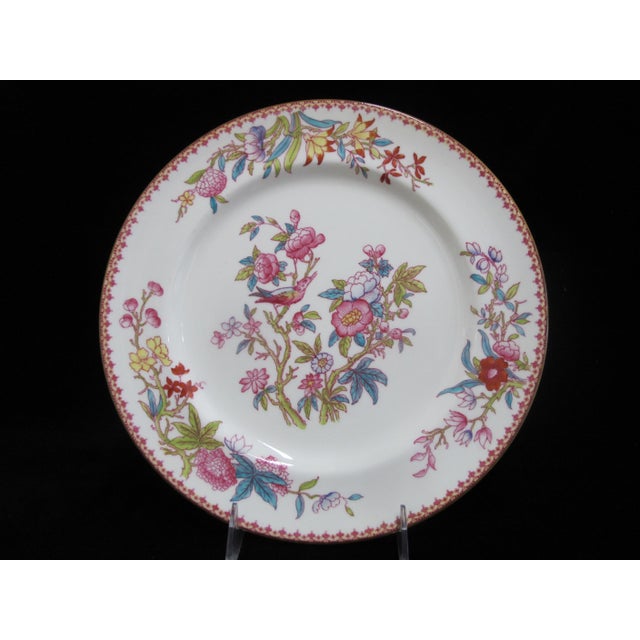 Chinoiserie Royal Doulton Ito Smooth E2929 Exotic Song Bird 10 1/4" Dinner Plate Set of 4 For Sale - Image 3 of 8