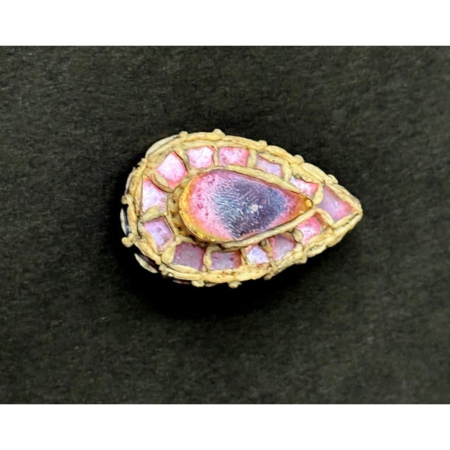 French Talosel Brooch with Glass Inlay by Line Vautrin Branded For Sale - Image 9 of 12