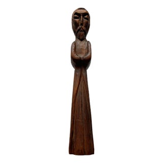 Vintage Wooden Sacral Figurine Sculpture For Sale