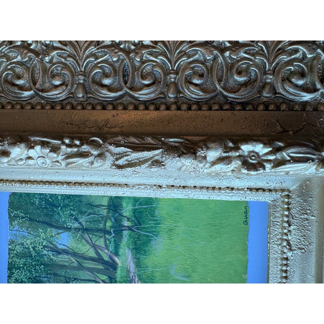 2025 Painting of Woods, Clearing, and Meadow on a Warm Day in Vintage Gold Frame For Sale - Image 11 of 12