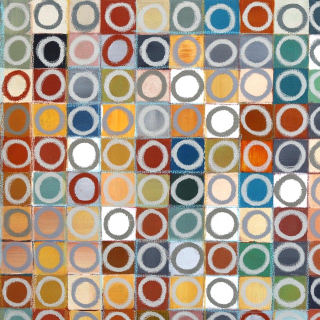 Textile 800 Circles - Original Large Colorful Geometric Abstract Acrylic and Oil Pastel Painting by Brandon Neher For Sale - Image 7 of 9