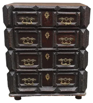 Antique Hand Carved Tramp Art Chest of Drawers, 1903
