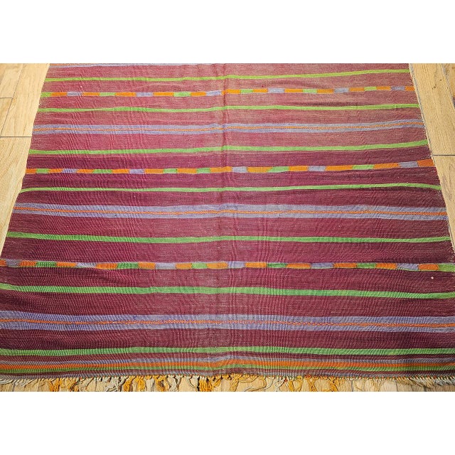 Textile Vintage Moroccan Tribal Kilim, Handwoven Wool, Multicolor Stripe Pattern, 6’ X 15’ For Sale - Image 7 of 12