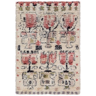 Scandinavian Vintage Beige Carpet Rya Pile Rug By Laila Karttunen For Sale