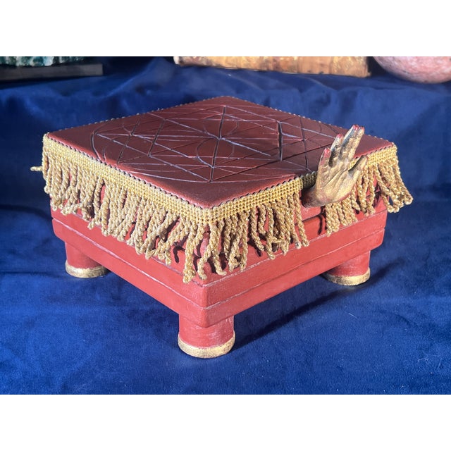 Wood Vintage Alchemical Hermetic Secret Geometry Seal Box With Hand Handle For Sale - Image 7 of 11