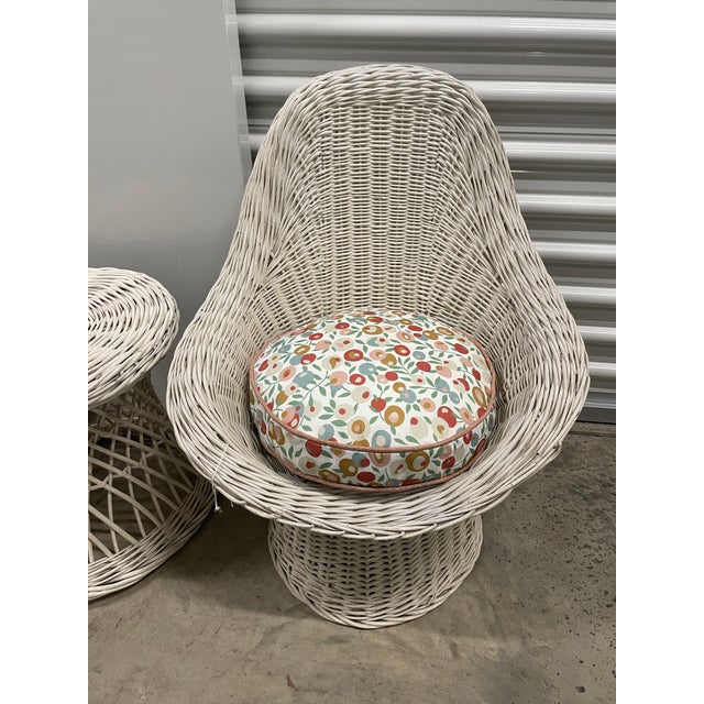 1960s 1960d Pair of Child's Wicker Chairs and Table Set- 3 Pieces For Sale - Image 5 of 8