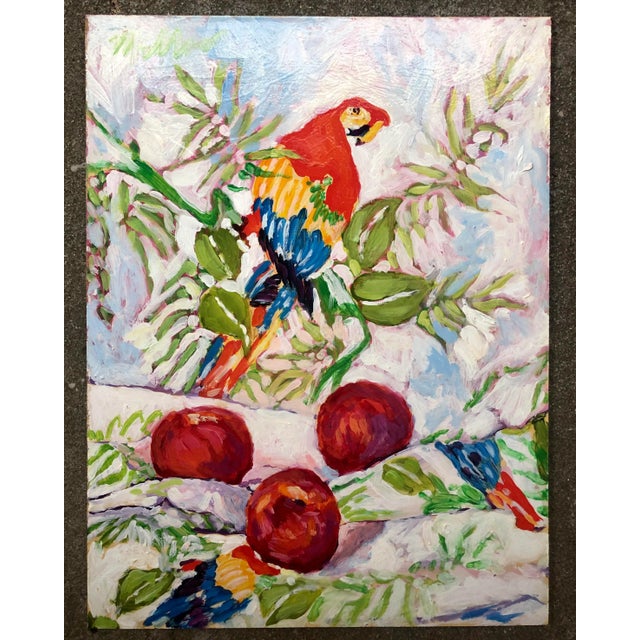 Parrot and Fruit Still Life Oil Painting For Sale - Image 4 of 12
