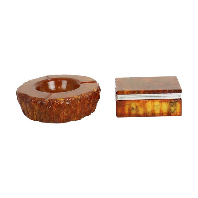 Orange Italian Orange Hand-Carved Alabaster Smoking Set by Romano Bianchi, 1960s, Set of 2 For Sale - Image 8 of 11