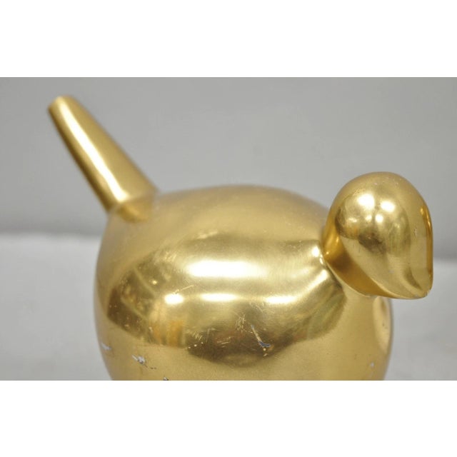 Late 20th Century Modern Gold Marble Pheasant Quail Bird Dove Brass Modernist Sculpture - A Pair For Sale In Philadelphia - Image 6 of 15