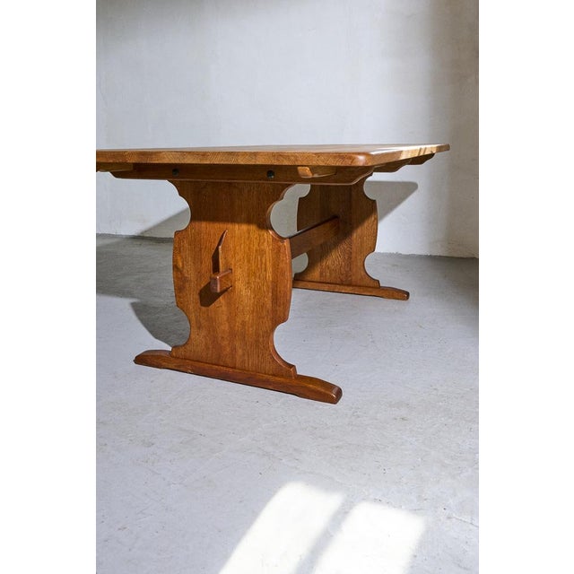 Wood Scandinavian Modern Rustic Oak Dining Table, Denmark, 1970 For Sale - Image 7 of 9