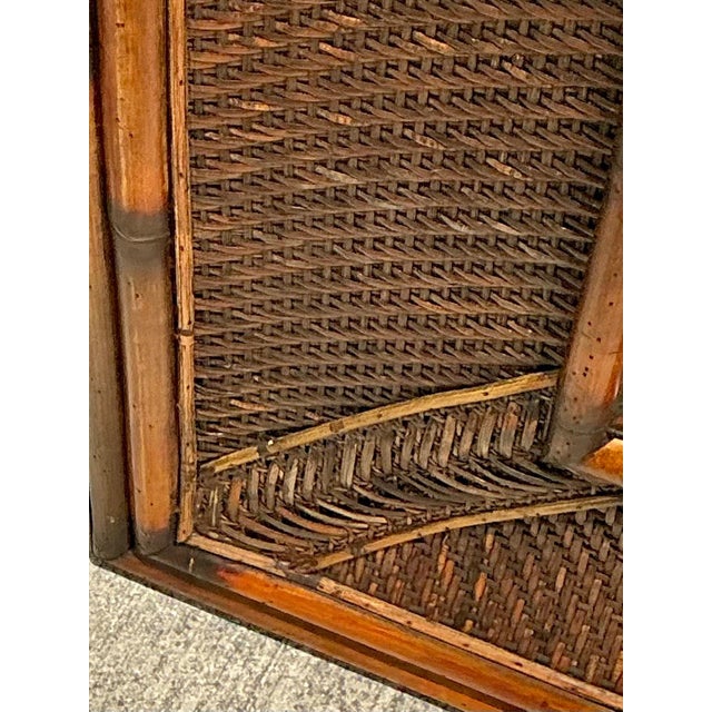 Vintage Monumental Bamboo and Rattan Floor Mirror For Sale - Image 9 of 17