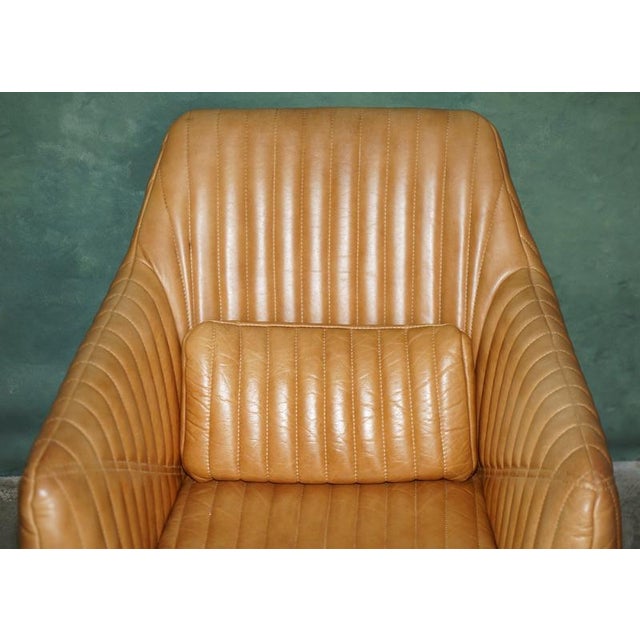 Aviator Lounge Chair in Tan Brown Leather For Sale - Image 3 of 16