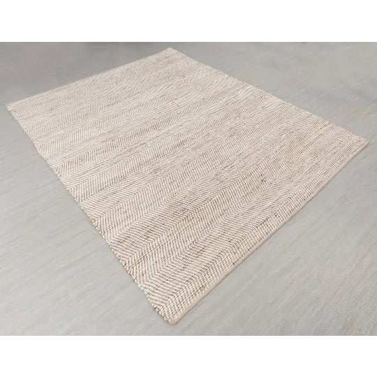 Jute Cotton White Boho Hand Woven Herringbone Pattern Nordic Scandinavian Rug 5x8 Ft. For Sale - Image 4 of 11