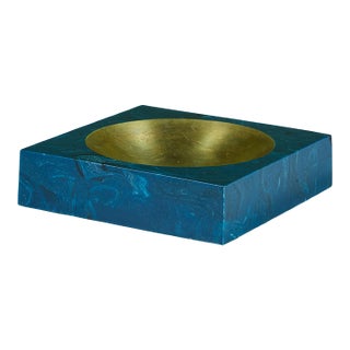 Aldo Tura Square Resin Ashtray With Brass Well For Sale