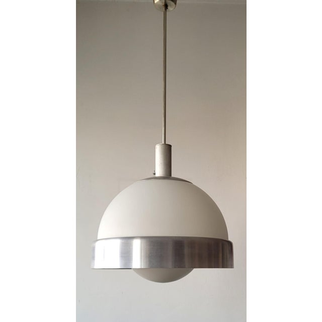 Silver Opal Glass and Metal Chandelier by Pia Guidetti Crippa for Lumi, Italy, 1970s For Sale - Image 8 of 12