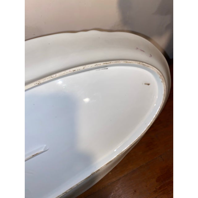Victorian Antique Fish Platter ServeWare . Victorian Porcelain Fish Platter With a Hand-Painted Muskellunge, Circa 1891. 24.5” For Sale - Image 3 of 12