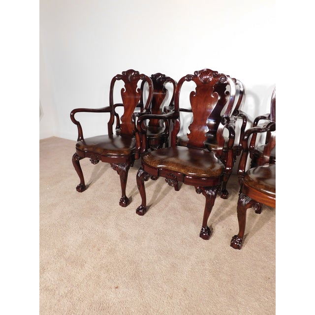 Set of 10 Kindel Winterthur Mahogany Queen Anne Ball Claw Dining Arm Chairs For Sale - Image 14 of 17