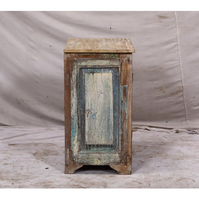 Nightstand Made From Antique Indian Teakwood Architectural Elements For Sale In Santa Fe - Image 6 of 8