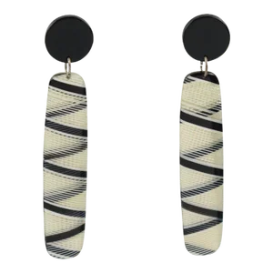 Dangle Drop Black and White Lucite Pierced Earrings - 2 Pieces