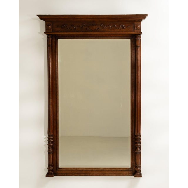 Wood 19th Century France Renaissance Brown Wood Full-length & Floor Mirrors For Sale - Image 7 of 10