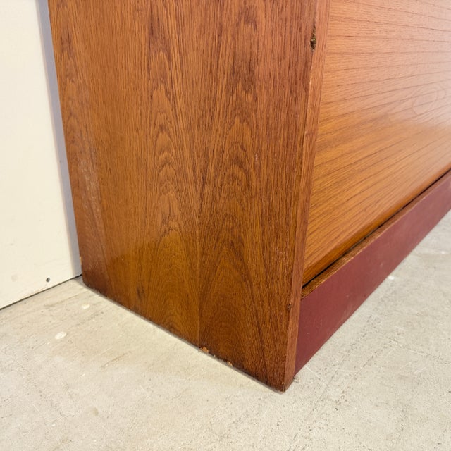 Mid-Century Modern Vintage Oak Tambour Secretary Cabinet, Germany, 1960s For Sale - Image 13 of 16