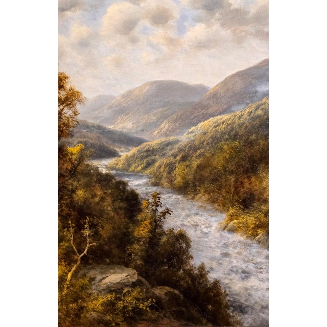 Thomas Bailey Griffin -Landscape W/ River on a Sunny & Cloudy Day -Oil Painting For Sale In Los Angeles - Image 6 of 12