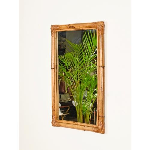 Mid-Century Italian Rectangular Mirror in Bamboo and Rattan, Italy, 1970s For Sale - Image 4 of 11