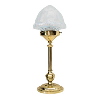 Art Deco Table Lamp with Opaline Glass Shade, 1920s For Sale