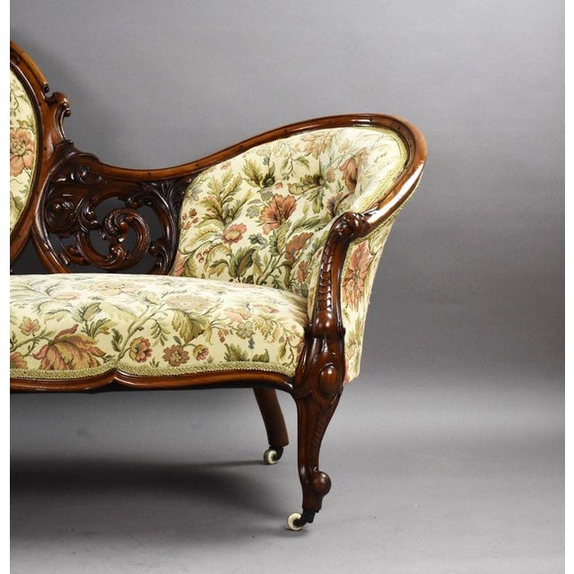 19th Century Victorian Walnut Carved Chaise Lounge, 1880 For Sale - Image 5 of 15
