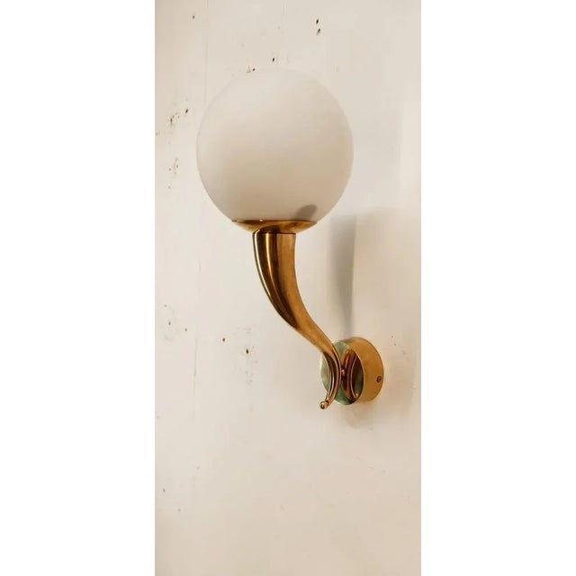 Brass Wall Light with White Sphere For Sale - Image 5 of 9