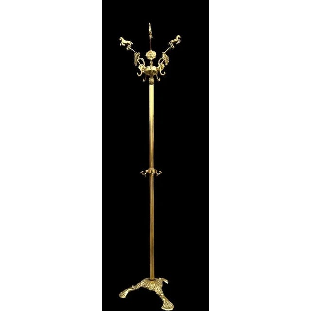 Victorian Style Brass Free Standing Coat Rack with Horses Decoration, 1960s For Sale - Image 3 of 12