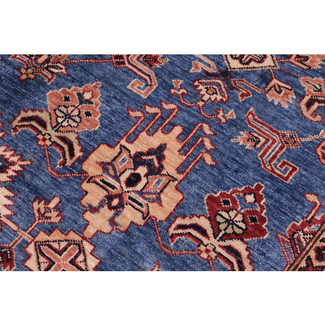Rustic Super Kazak Lt. Blue/Ivory Wool Rug - 6'1'' X 9'6'' For Sale In New York - Image 6 of 10