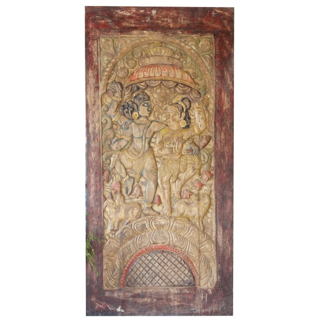 Celebrate divine union and spiritual harmony with this Vintage Shiva Parvati Barn Door, exquisitely hand-carved from...