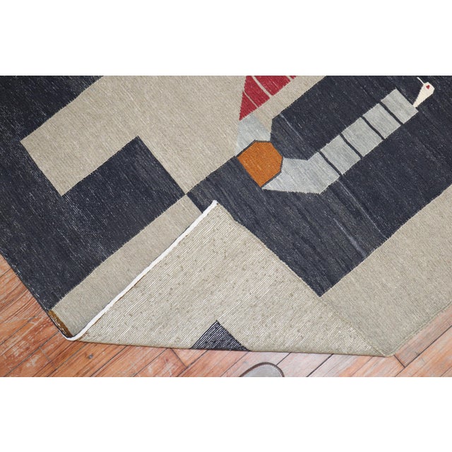 Mid-Century Modern Late 20th Century Elephant Face Persian Kilim - 3'5" x 4'2" For Sale - Image 3 of 18