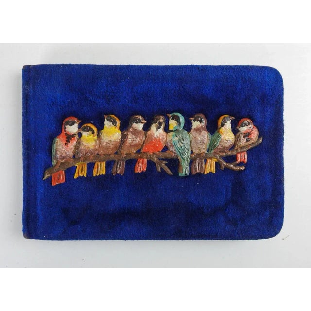 Blue Antique 1889 Blue Velvet & Birds Autograph Book For Sale - Image 8 of 8