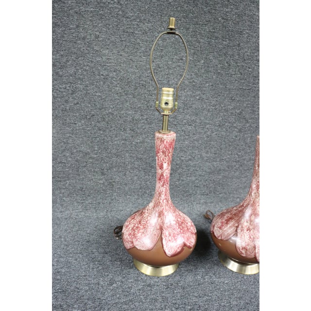 Mid-Century Modern Mid Century Paint Decorated Lamps/Pair For Sale - Image 3 of 8