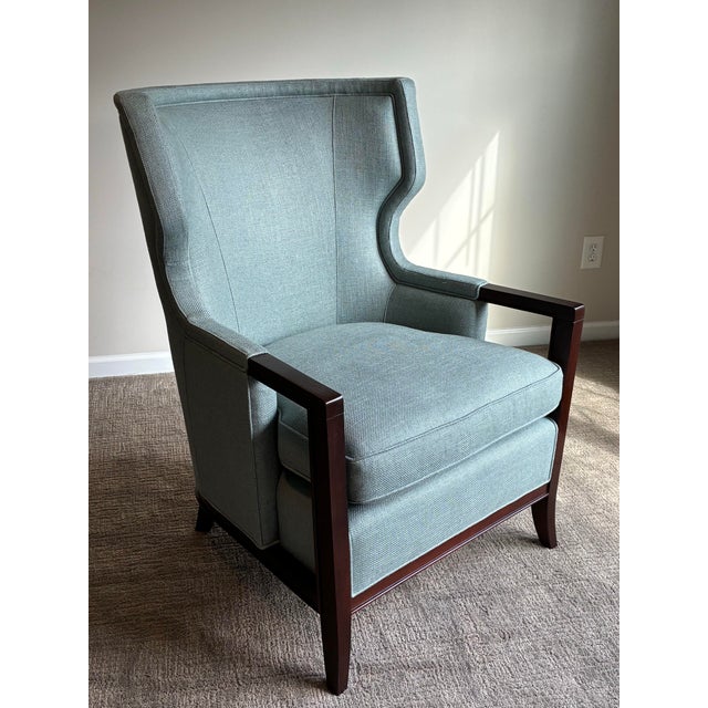 Transitional Pair of Late 20th Century Bill Sofield for Baker Manor Walnut Wing Lounge Chairs For Sale - Image 3 of 10